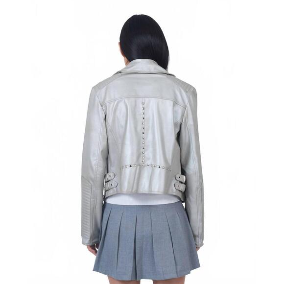 NEW JKT NYC harley metallic leather jacket in taupe - Picture 2 of 4